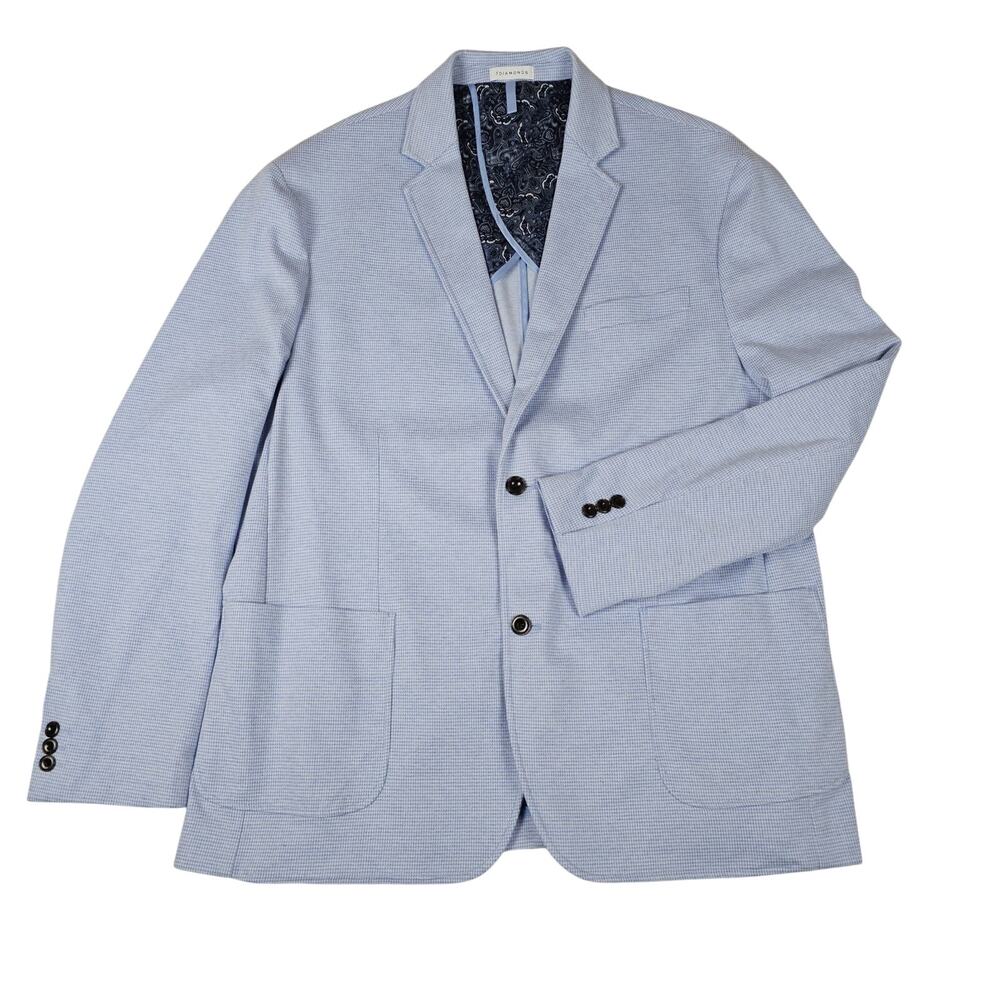 7 Diamonds Westport Blazer Jacket Men XXL Blue Houndstooth Unstructured Stretch
